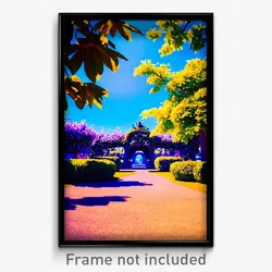 Pixel Art Poster - Sky Blue Garden (8 Bit Psychedelic Trippy Video Game Print)