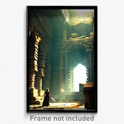 Pixel Art Poster - Ancient Dungeon (8 Bit Psychedelic Trippy Video Game Print)