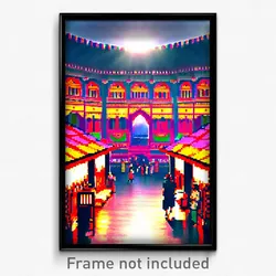 Pixel Art Poster - Extra Large Bazaar (8 Bit Psychedelic Video Game Print)