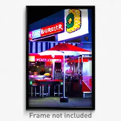 Pixel Art Poster - Far Burger Stand (8 Bit Psychedelic Trippy Video Game Print)