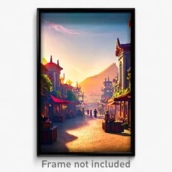 Pixel Art Poster - Immaculate Exotic Town (8 Bit Psychedelic Video Game Print)