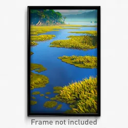 Pixel Art Poster - Worldly Marsh (8 Bit Psychedelic Trippy Video Game Print)