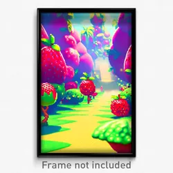Pixel Art Poster - Fruity Realm (8 Bit Psychedelic Trippy Video Game Print)