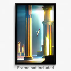 Pixel Art Poster - Flying Column (8 Bit Psychedelic Trippy Video Game Print)
