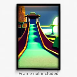 Pixel Art Poster - Monstrous Ramp (8 Bit Psychedelic Trippy Video Game Print)