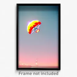 Pixel Art Poster - Lonely Landing (8 Bit Psychedelic Trippy Video Game Print)
