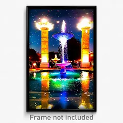 Pixel Art Poster - Starry Fountain (8 Bit Psychedelic Trippy Video Game Print)