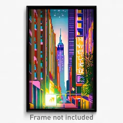 Pixel Art Poster - Tiny New York (8 Bit Psychedelic Trippy Video Game Print)