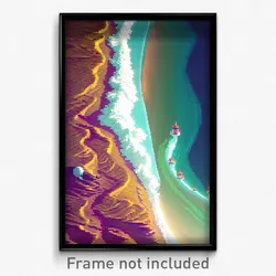 Pixel Art Poster - Worldly Tsunami (8 Bit Psychedelic Trippy Video Game Print)