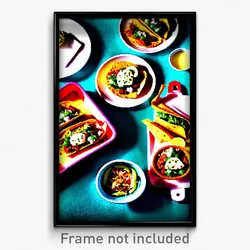 Pixel Art Poster - Buzzing Tacos (8 Bit Psychedelic Trippy Video Game Print)