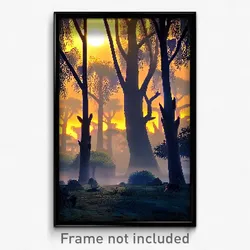 Pixel Art Poster - Nocturnal Trees (8 Bit Psychedelic Trippy Video Game Print)