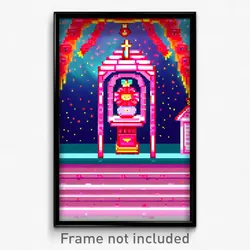 Pixel Art Poster - Rosy Shrine (8 Bit Psychedelic Trippy Weird Video Game Print)
