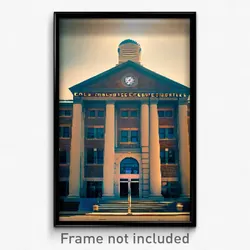 Pixel Art Poster - Cold Courthouse (8 Bit Psychedelic Trippy Video Game Print)