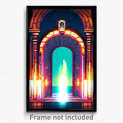 Pixel Art Poster - Fancy Portal (8 Bit Psychedelic Trippy Video Game Print)