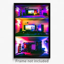 Pixel Art Poster - Tiny Home Theatre (8 Bit Psychedelic Trippy Video Game Print)