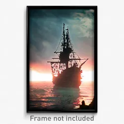 Pixel Art Poster - Wicked Shipwreck (8 Bit Psychedelic Trippy Video Game Print)