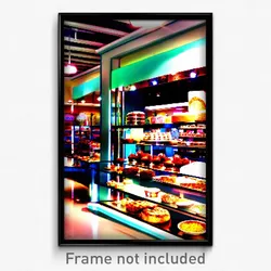 Pixel Art Poster - Flashy Bakery (8 Bit Psychedelic Trippy Video Game Print)