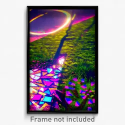 Pixel Art Poster - Kaleidoscopic Lawn (8 Bit Psychedelic Video Game Print)