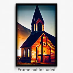 Pixel Art Poster - Rusty Church (8 Bit Psychedelic Trippy Video Game Print)