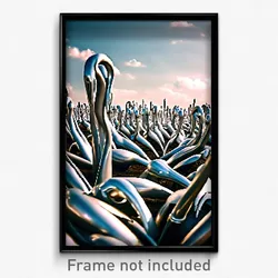Pixel Art Poster - Silver Boneyard (8 Bit Psychedelic Trippy Video Game Print)
