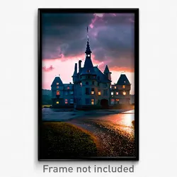 Pixel Art Poster - Gloomy Chateau (8 Bit Psychedelic Trippy Video Game Print)