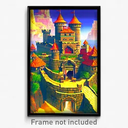 Pixel Art Poster - Whopping Fortress (8 Bit Psychedelic Trippy Video Game Print)