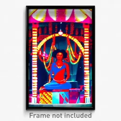 Pixel Art Poster - Exotic Tableau (8 Bit Psychedelic Trippy Video Game Print)