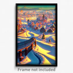 Pixel Art Poster - Frozen Town (8 Bit Psychedelic Trippy Weird Video Game Print)