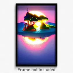 Pixel Art Poster - Stained Island (8 Bit Psychedelic Trippy Video Game Print)