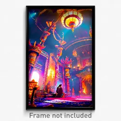 Pixel Art Poster - Elaborate Exotic Area (8 Bit Psychedelic Video Game Print)