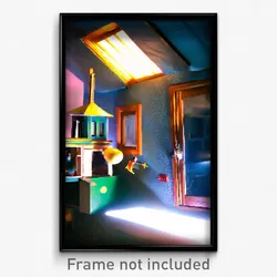 Pixel Art Poster - Flying Hutch (8 Bit Psychedelic Trippy Video Game Print)