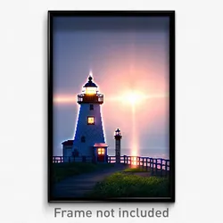Pixel Art Poster - Adorable Lighthouse (8 Bit Psychedelic Video Game Print)