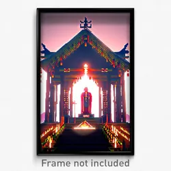 Pixel Art Poster - Flawless Shrine (8 Bit Psychedelic Trippy Video Game Print)