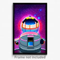 Pixel Art Poster - Quirky Observatory (8 Bit Psychedelic Video Game Print)