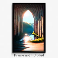 Pixel Art Poster - Peaceful Aquaduct (8 Bit Psychedelic Trippy Video Game Print)