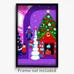 Pixel Art Poster - Complicated Christmas (8 Bit Psychedelic Video Game Print)
