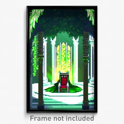 Pixel Art Poster - Leafy Throne Room (8 Bit Psychedelic Trippy Video Game Print)