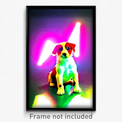 Pixel Art Poster - Creative Puppy (8 Bit Psychedelic Trippy Video Game Print)