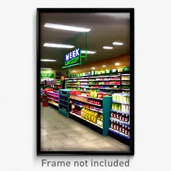 Pixel Art Poster - Meek Grocery Store (8 Bit Psychedelic Video Game Print)