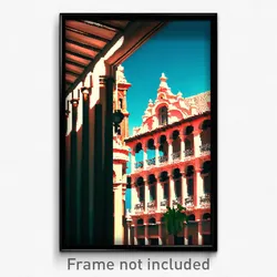 Pixel Art Poster - Webbed Spanish Architecture (8 Bit Video Game Print)