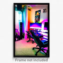 Pixel Art Poster - Small Gaming Room (8 Bit Psychedelic Trippy Video Game Print)