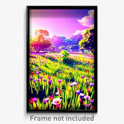Pixel Art Poster - Lavish Meadow (8 Bit Psychedelic Trippy Video Game Print)