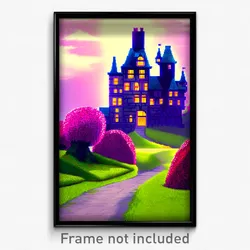 Pixel Art Poster - Wiggly Chateau (8 Bit Psychedelic Trippy Video Game Print)