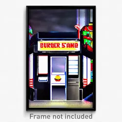 Pixel Art Poster - Brilliant Burger Stand (8 Bit Psychedelic Video Game Print)