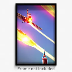 Pixel Art Poster - Flying Landmark (8 Bit Psychedelic Trippy Video Game Print)