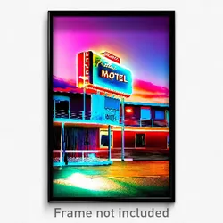 Pixel Art Poster - Artistic Motel (8 Bit Psychedelic Trippy Video Game Print)
