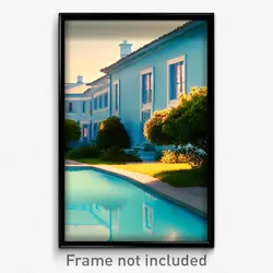 Pixel Art Poster - Light Blue Estate (8 Bit Psychedelic Trippy Video Game Print)