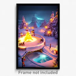 Pixel Art Poster - Arctic Christmas (8 Bit Psychedelic Trippy Video Game Print)