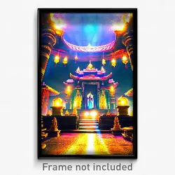 Pixel Art Poster - Notable Temple (8 Bit Psychedelic Trippy Video Game Print)