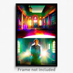 Pixel Art Poster - Vibrant Almshouse (8 Bit Psychedelic Trippy Video Game Print)